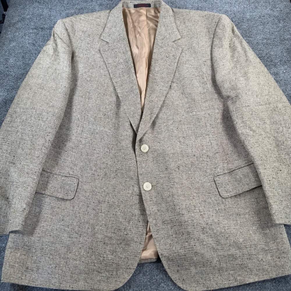 English Manor Sport Coat Mens 50R Silk Tweed Blazer Regular Fit Tan Vintage